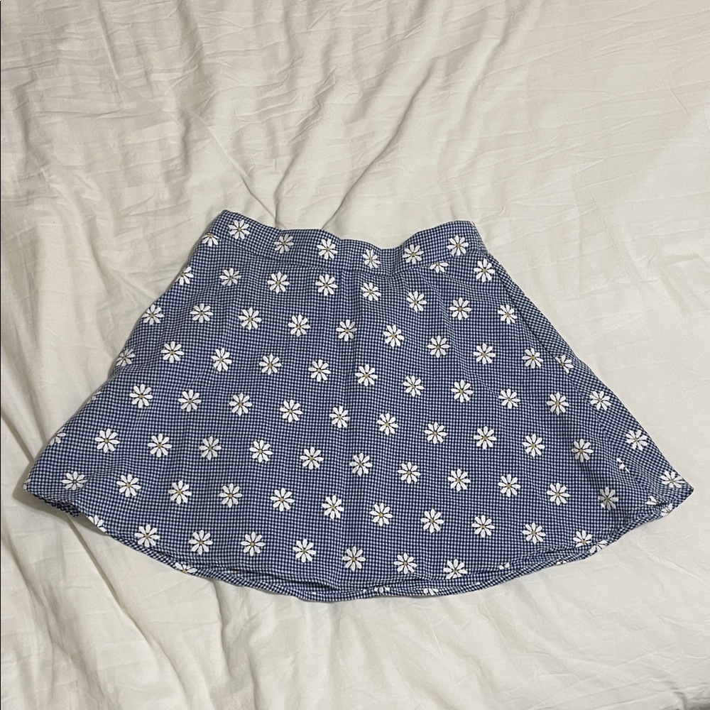 SHEIN Navy and White Floral Skater Skirt